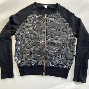 J Crew Back Merino Sequin Cardigan, Size M